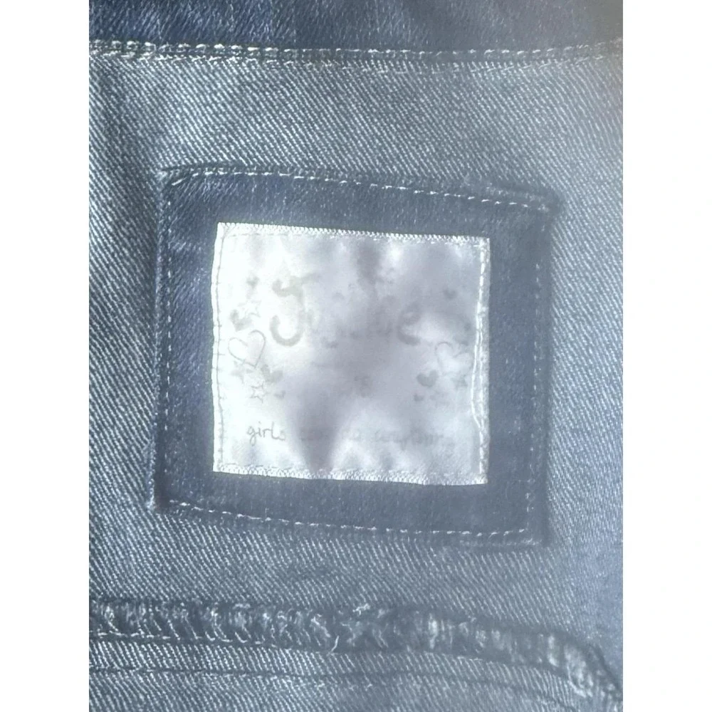 Girls Justice Denim Cropped Denim Short Sleeve Jacket With Rhinestones Sz 16/18